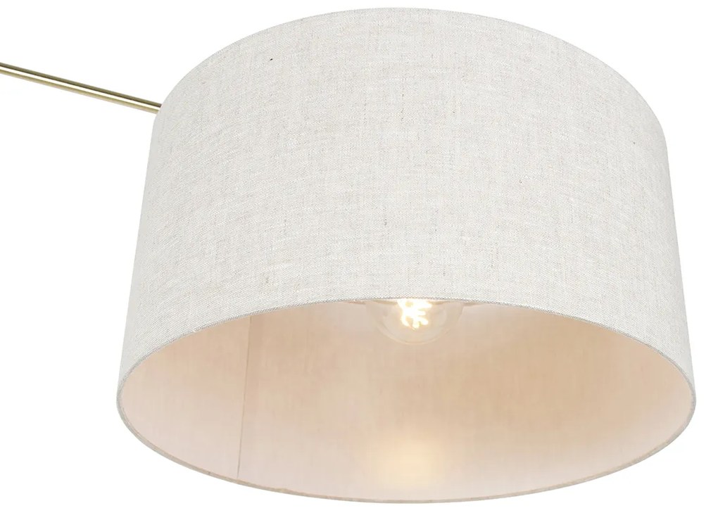 Lampa podłogowa złota z jasnoszarym abażurem 50 cm regulowana - EditorDesignerski Oswietlenie wewnetrzne