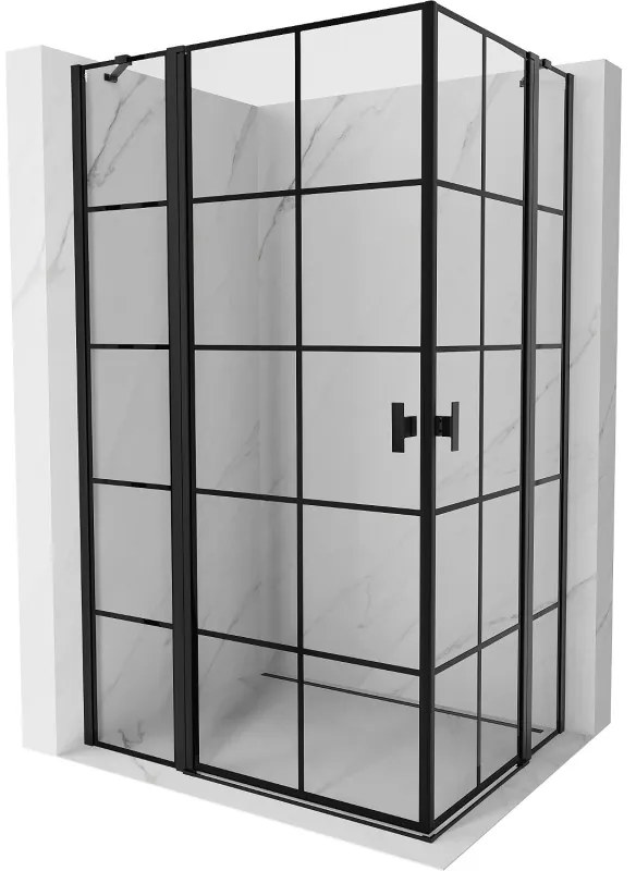 Mexen Mist Duo kabina prysznicowa uchylna 110 x 95 cm, czarna kratka, czarna - 8A4-110L-095P-70-77