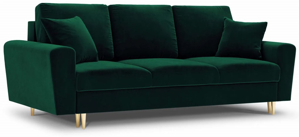 Sofa MOGHAN aksamit welur ciemna zieleń z funkcją spania