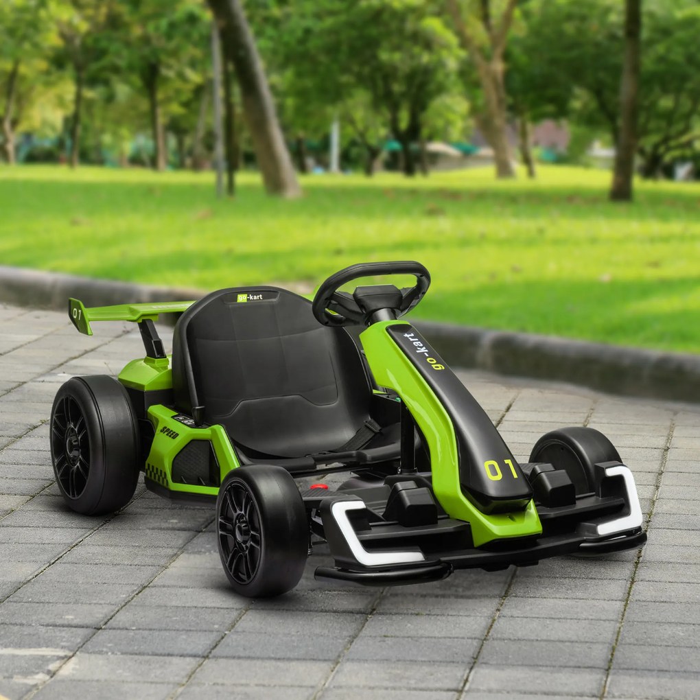 HOMCOM 4 V elektryczny gokart dla dzieci do 12 km/h, gokart z funkcją driftu, 2 silniki, regulowane siedzenie, łagodne ruszanie | Aosom PL
