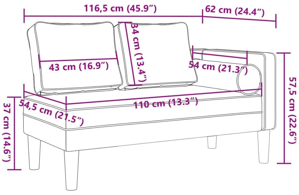 Czarny szezlong z poduszkami Gromix 6X