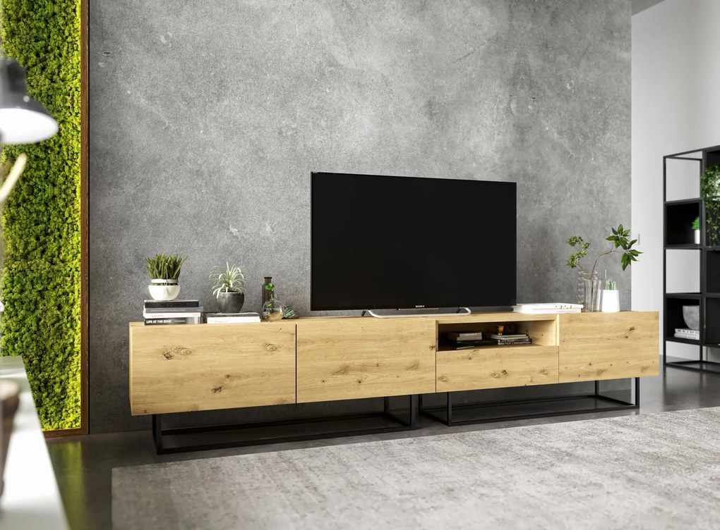 Szafka RTV na płozach Enjoy z półką i szufladą dąb artisan