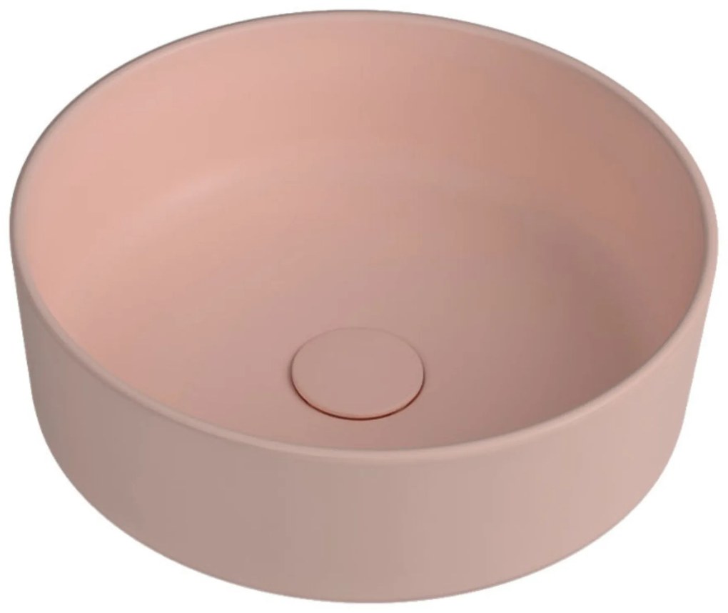 Umywalka ceramiczna nablatowa okrągła różowa bez otworu na baterię 42 cm LERA Pink