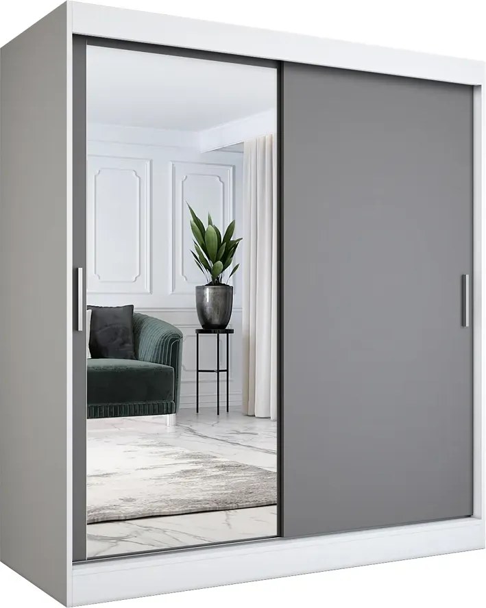 Szafa przesuwna biały + antracyt 180 cm x K6-P35