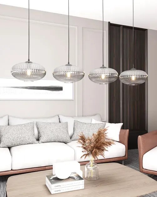 Industrialna lampa wisząca z grafitowymi kloszami - 3X D174 T4-C96