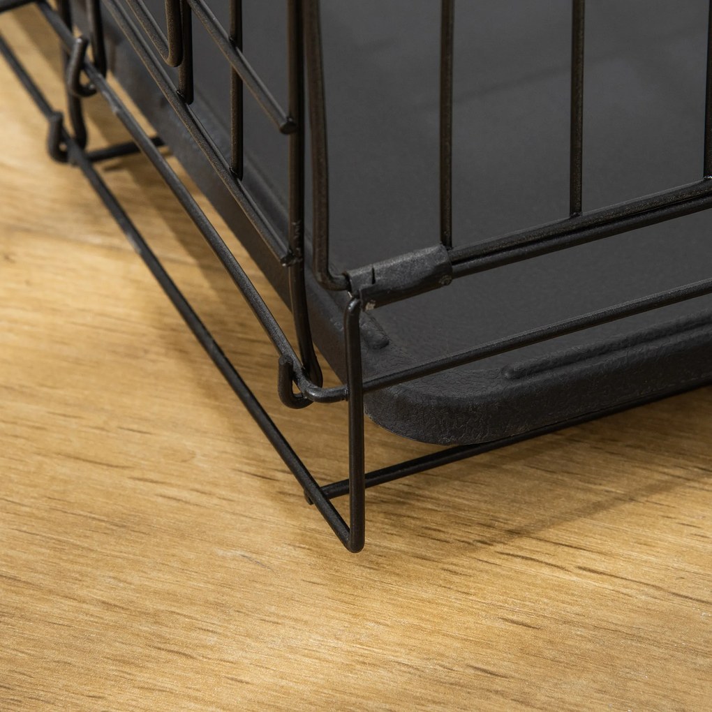 PawHut Klatka Transportowa dla Psa Rozmiar M Bezpieczny Transport Czarna Wytrzymała 76x46x52cm | Aosom PL