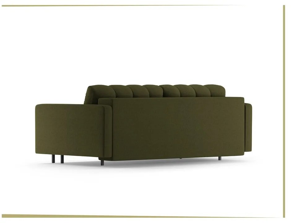 Zielona rozkładana sofa ze schowkiem 222 cm Bali – Cosmopolitan Design