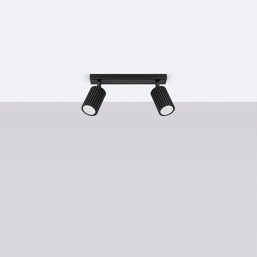 Lampa sufitowa minimalistyczny Gloow, aluminium - 2 źródło światła 4000K - L.30 x H.16.5 cm - czarny