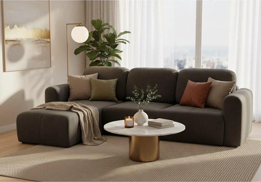 Stylowy narożnik rozkładany lewostronny BINGO L 245x148x87 cm w tkaninie Kronos 34 szarej