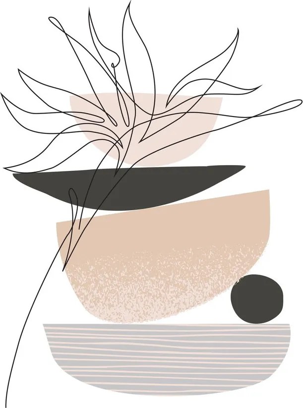 Obraz na szkle - Line art flowers N⁰1 (70x50 cm)