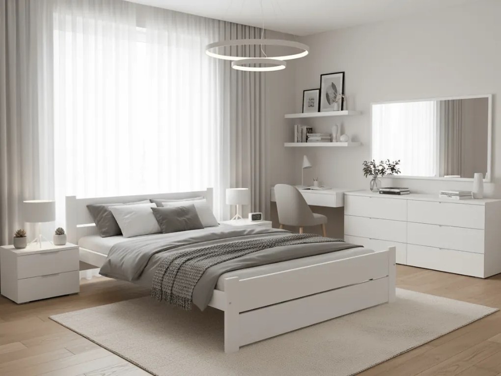 Łóżko IKAROS DOUBLE 180 x 200 cm, biale Stelaż: Ze stelażem listwowym rolowanym, Materac: Materac Sommera