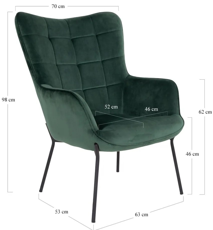 Zielony aksamitny fotel Glasgow – Bonami Essentials