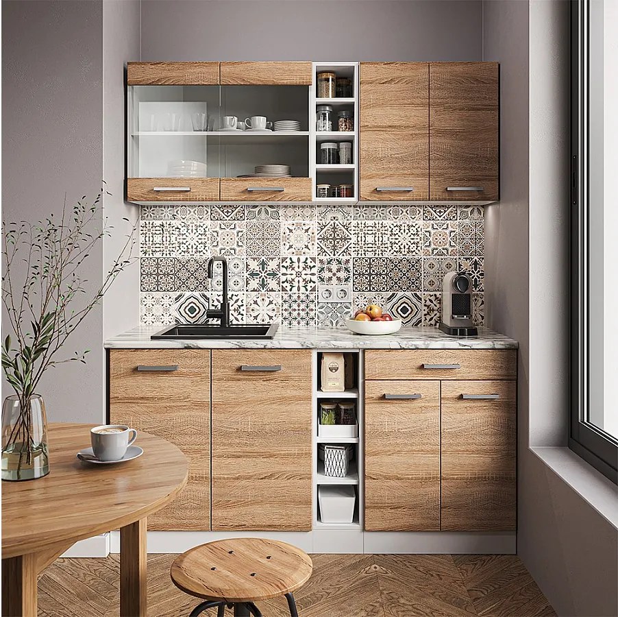 Pojedyncza kuchnia sonoma/biały 160x60x81.6 r-line