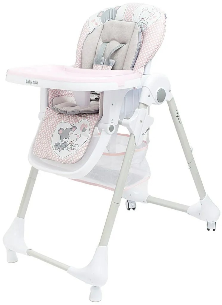 Baby Mix Krzesełko dla dzieci do karmienia, różowy