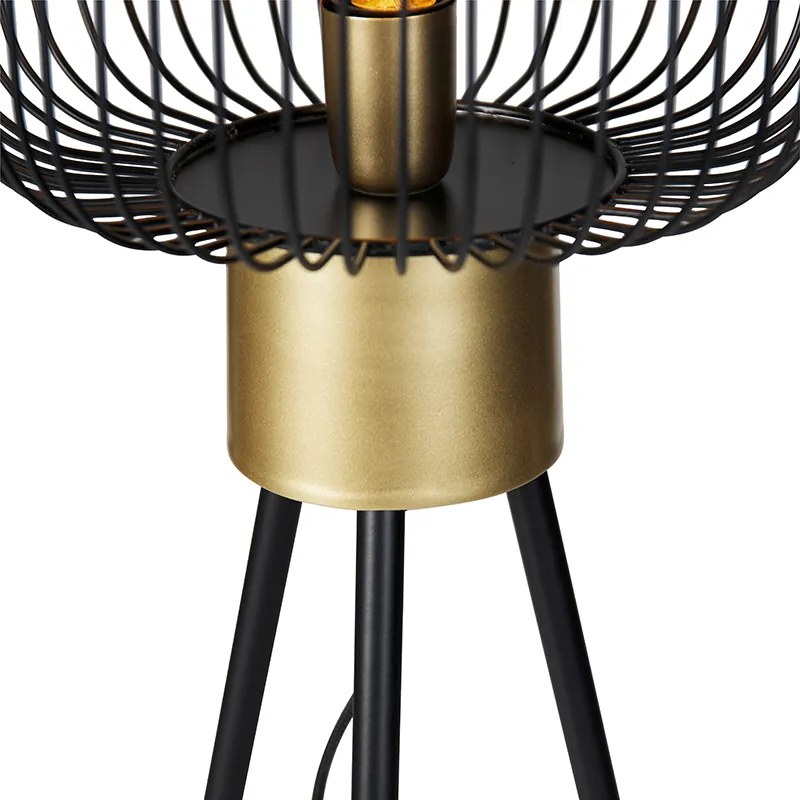 Designerska lampa podłogowa czarna ze złotem - Mayelle