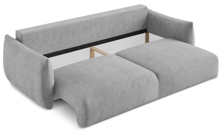 Jasnoszara rozkładana sofa z tkaniny szenilowej 230 cm Leila – Makamii