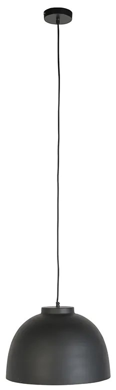 Wisząca lampa czarna z mosiężnym wnętrzem 40 cm - HoodiPrzemysłowy Oswietlenie wewnetrzne