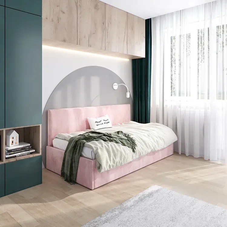 Różowa sofa młodzieżowa z oparciem Salma 4X - 4 rozmiary