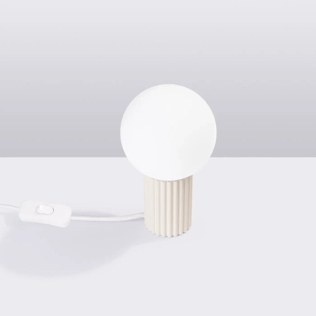 Lampa biurkowa HALO beżowa ryflowana SOLLUX  LIGHTING