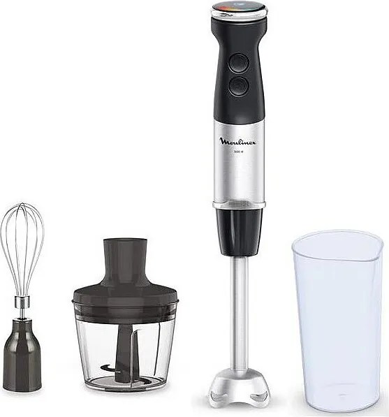 Blender Ręczny Moulinex Quickchef+ 1000W Czarny, 20 Prędkości, Turbo, Mini Siekacz 500ml, Trzepaczka, Miarka 800ml