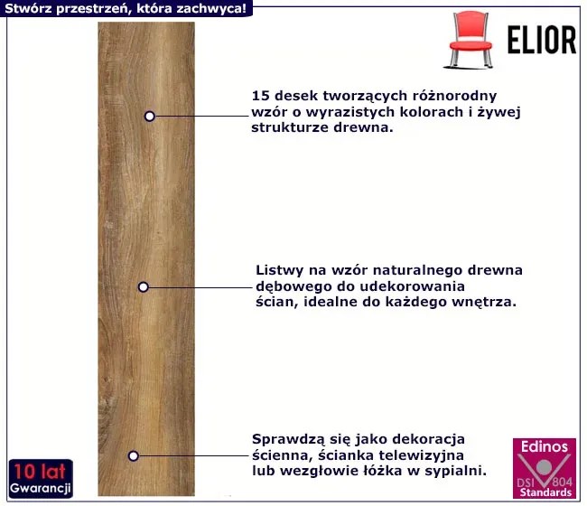 Drewnopodobne panele ścienne 15 sztuk ciemny dąb H0-M52