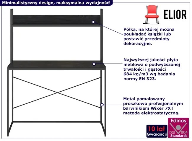 Czarne wysokie industrialne metalowe biurko - Tandrum