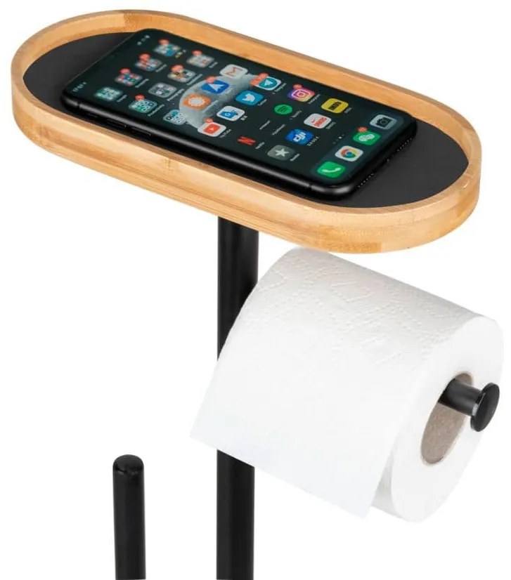 Stojak na papier toaletowy i szczotkę WC z półką na telefon RIVALTA, 4w1