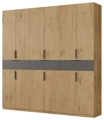Nowoczesna szafa uchylna 270 x 240 cm – Dąb Lancelot / Szary Grafit