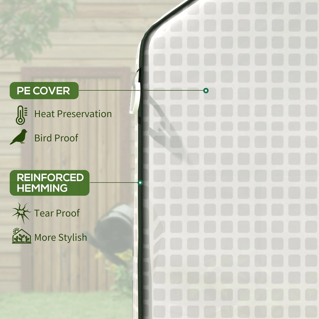 Outsunny Zamienna folia do szklarni, pokrywa z ochroną UV, drzwi rolowane, boczne okna, 140 x 73 x 190 cm, Biały