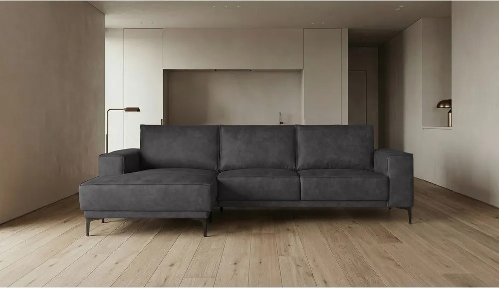 Antracytowy narożnik z imitacji skóry (lewostronny) Copenhagen – Scandic