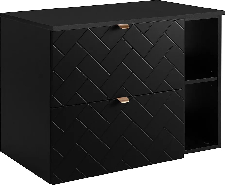 Meble łazienkowe, Czarny Mat, 80 x 57 x 46 cm, uchwyty złote