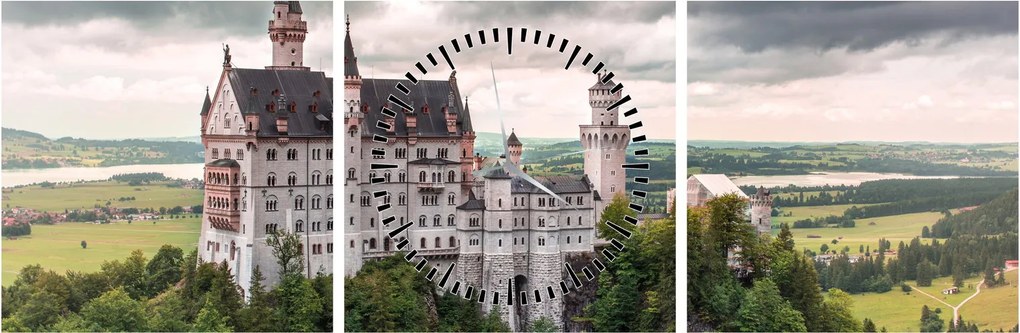 Obraz - Zamek na skałach (z zegarem) (90x30 cm)