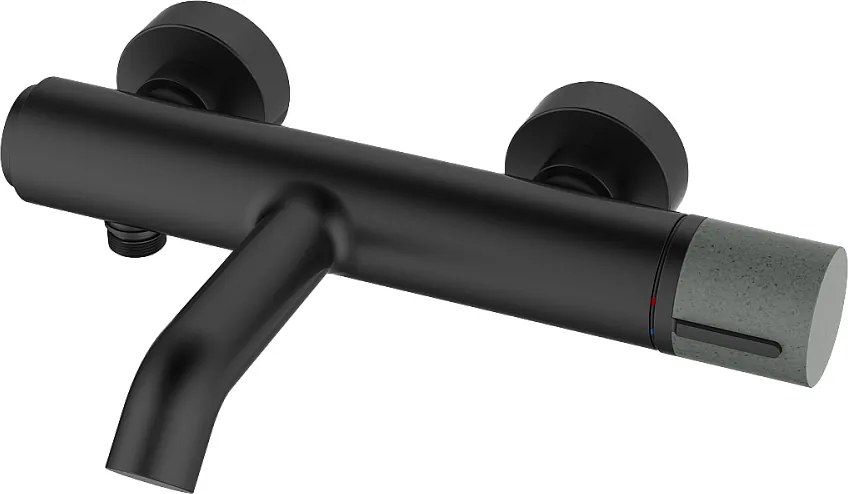 Mechaniczna bateria wannowo-prysznicowa Manopola z czarnego marmuru i betonu - Essebagno