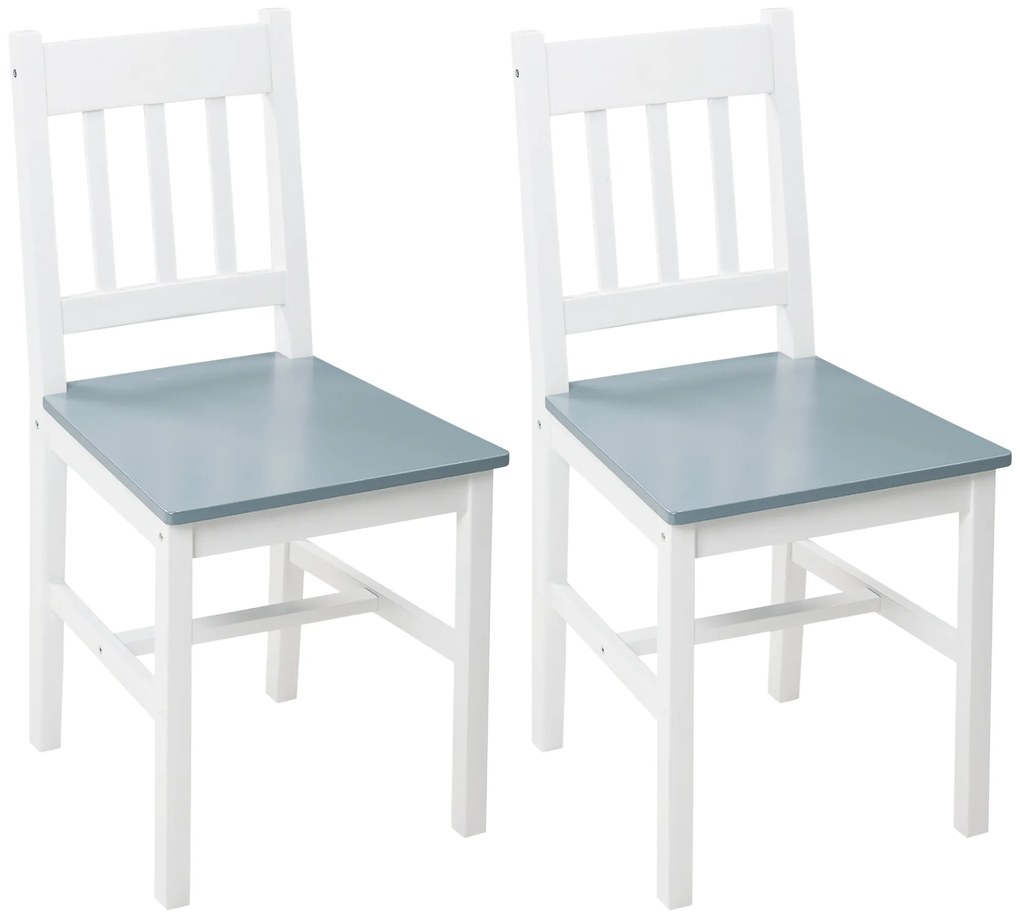 HOMCOM Zestaw 2 krzeseł do jadalni i kuchni z litego drewna białe 41x46,5x85,5 cm | Aosom PL