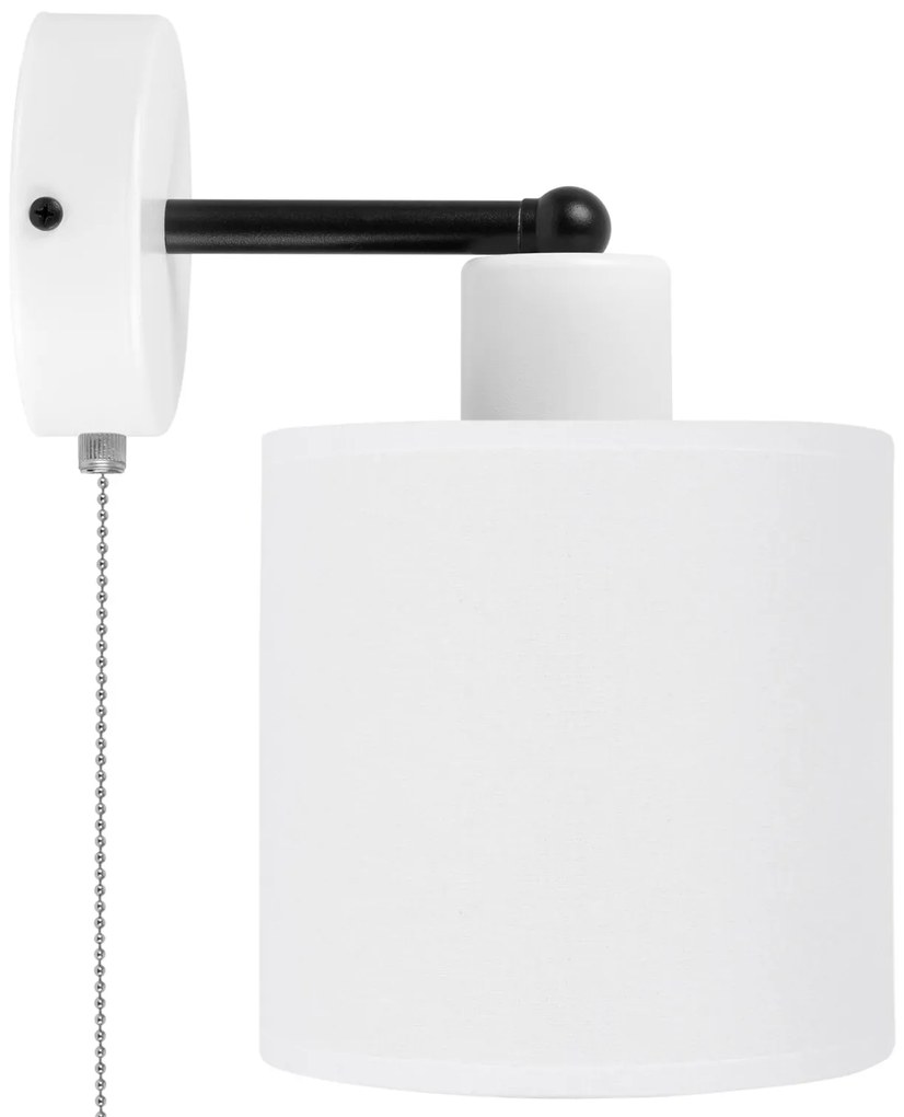 Biały kinkiet LED z włącznikiem z białym abażurem SHWD-C-1010WE-WE jed