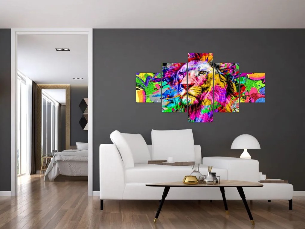 Obraz - obraz 3D lwa (125x70 cm)