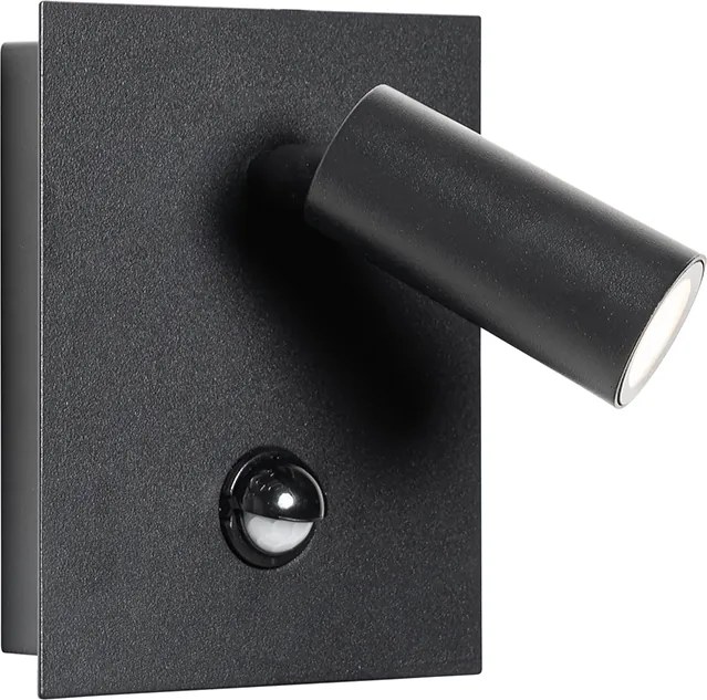 Lampa ścienna zewnętrzna czarna z wbudowanym LED IP54 czujnik ruchu - Simon