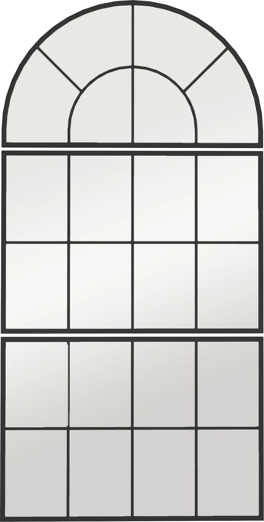 HOMCOM Lustrzany Panel ścienny, Lustra Okienne, Trzyczęściowe, z Metalową Ramą, 76 x 53 cm, Czarny