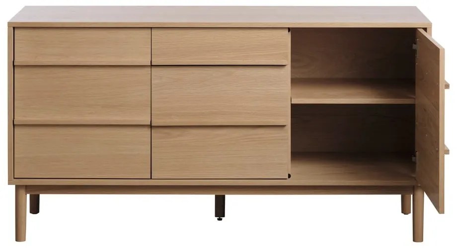 Niska komoda w dekorze dębu 75x140 cm Ponza – Unique Furniture