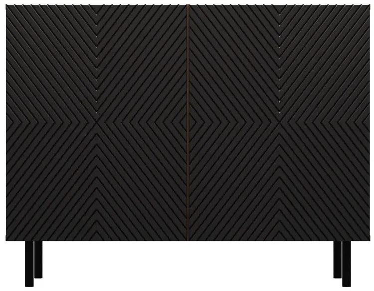 Czarna ryflowana komoda pod telewizor H1-A36