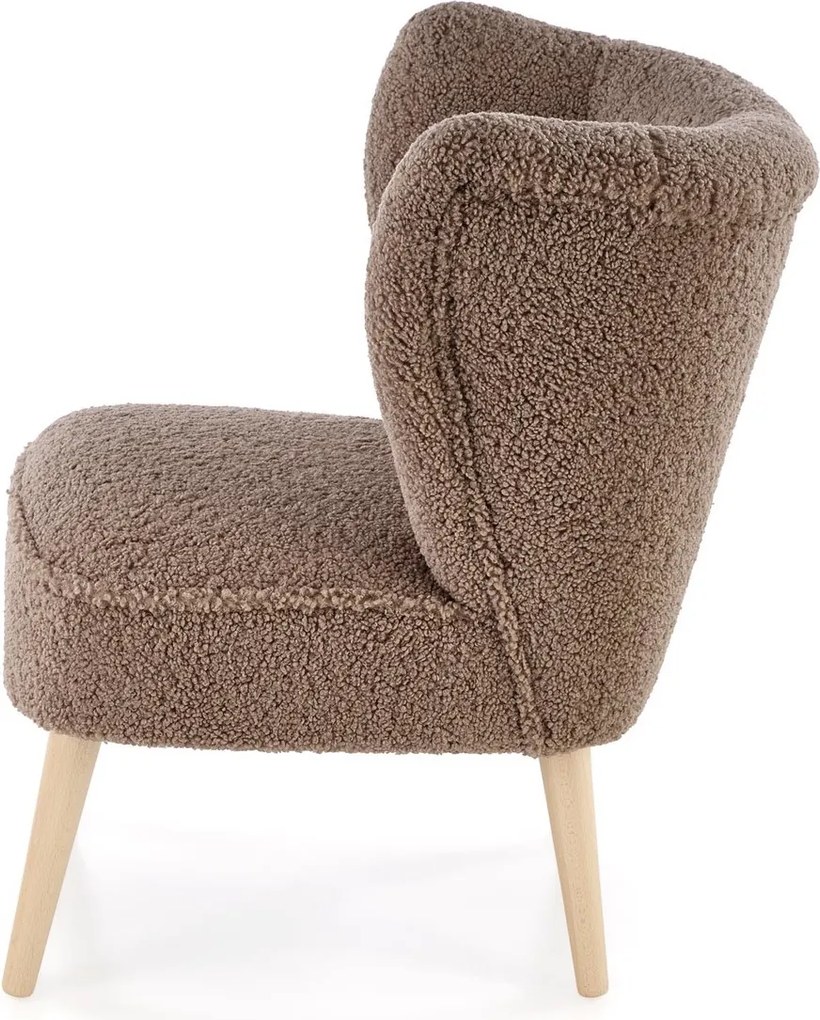 Fotel tapicerowany tkaniną typu baranek Mocca Halmar