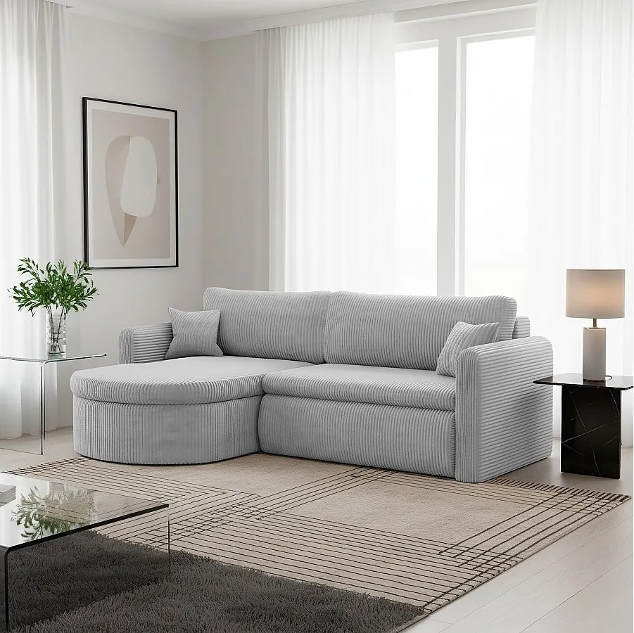 Uniwersalny narożnik Verona L z funkcją spania, do salonu, jasnoszary