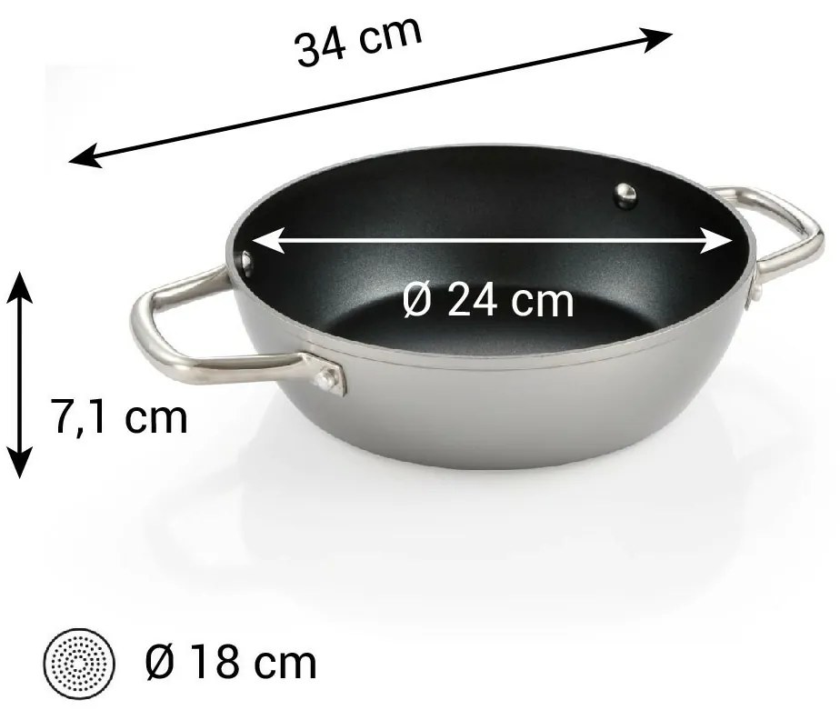 Tescoma Głęboka patelnia GrandCHEF+ średnica 24cm, 2 uchwyty, śred. 24 cm