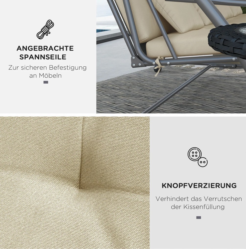 Zestaw poduszek siedziska Outsunny 170 cm do huśtawki Hollywood, beżowy