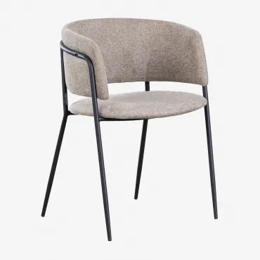 Zestaw 2 Krzeseł Tapicerowanych Nalon Czarny & Tkaniny Piaskowy Brąz & Tela - Sklum