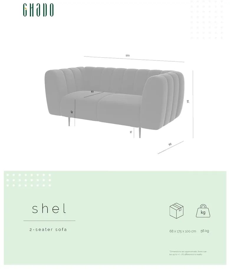 Ciemnozielona sofa 170 cm Shel – Ghado