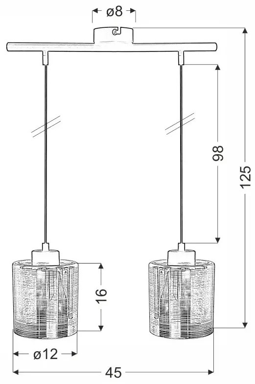 Podwójna lampa wisząca ze złotymi kloszami - 3X D265 L4-S96