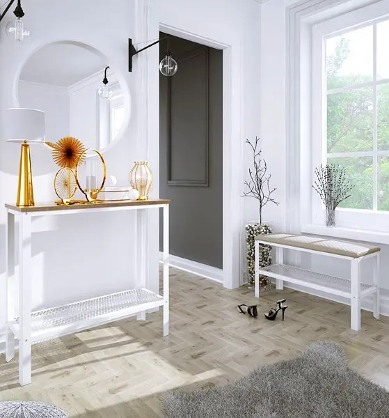 Skandynawska konsola biały + dąb lancelot C4-E37