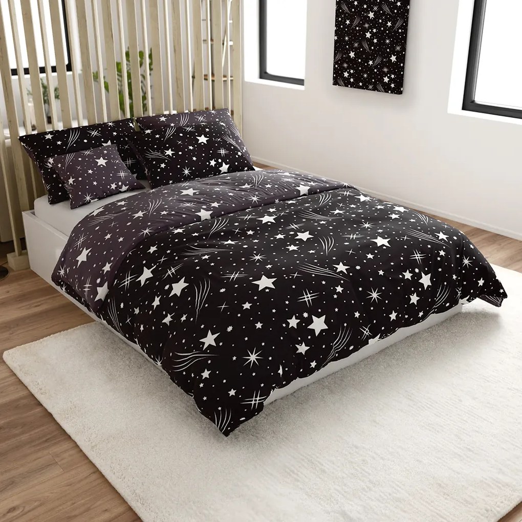 PrzytulneMieszkanie.pl PrzytulneMieszkanie.pl Pościel z mikrofibry NOČNÍ OBLOHA czarno-szara Rozmiar pościeli: 70 x 90 cm | 140 x 220 cm