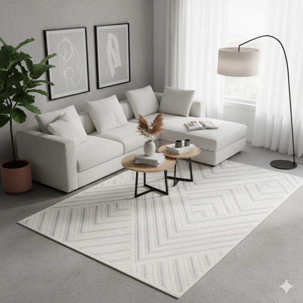 Dywan nowoczesny 3D Desire kremowo-szary 80 cm x 150 cm